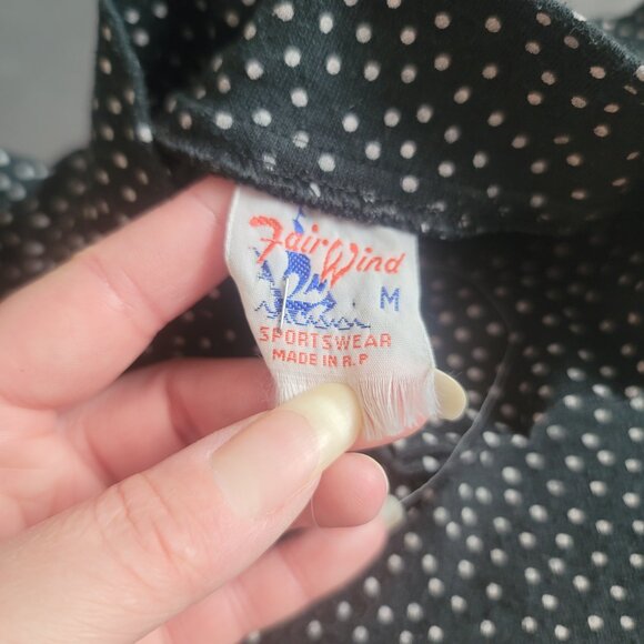 Fair Wind Sportswear Dress Womens M Black Polka Dot Vintage Tennis Golf Stretch - Picture 6 of 8